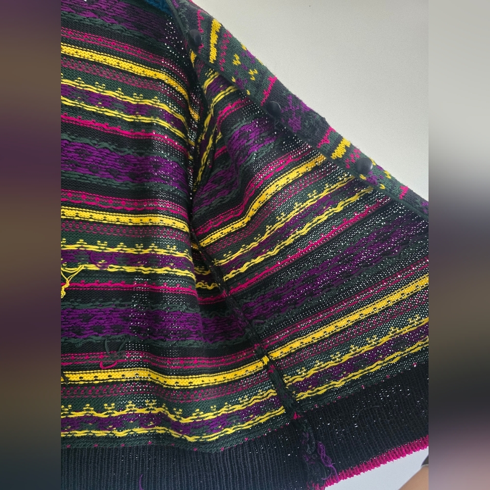 Vintage Benetton Cardigan 90s Colorful Knit Sweater Made in Italy Size M - Picture 9 of 15